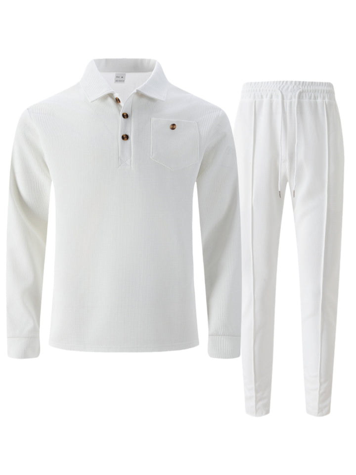 Men's leisure suit with modern structured design and practical button placket Lisslune