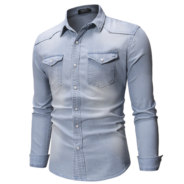 Men's denim shirt with modern details and practical pockets Lisslune