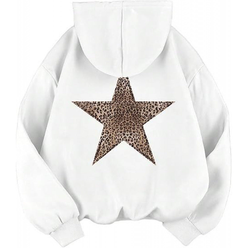 Women's hoodie with stylish leopard star design and relaxed fit Lisslune