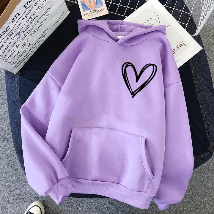 Women's hooded sweatshirt with lovely heart motif Lisslune