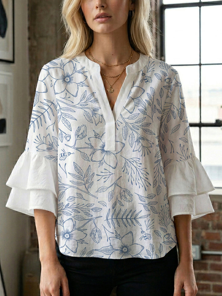 Women's artistic top with ruffled sleeves Lisslune