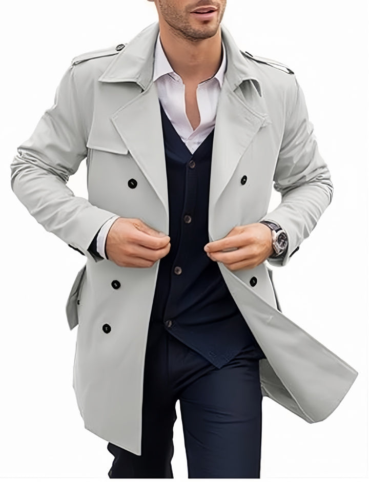 Men's elegant trench coat with textured design and double button placket Lisslune