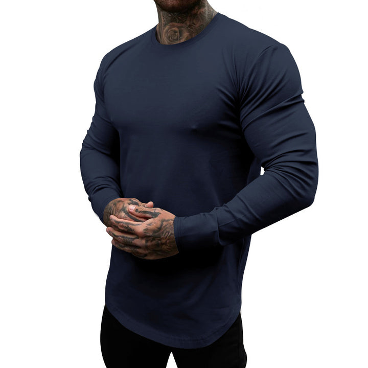 Men's long-sleeve T-shirt made of cotton blend with elastic fit and moisture-wicking technology Lisslune
