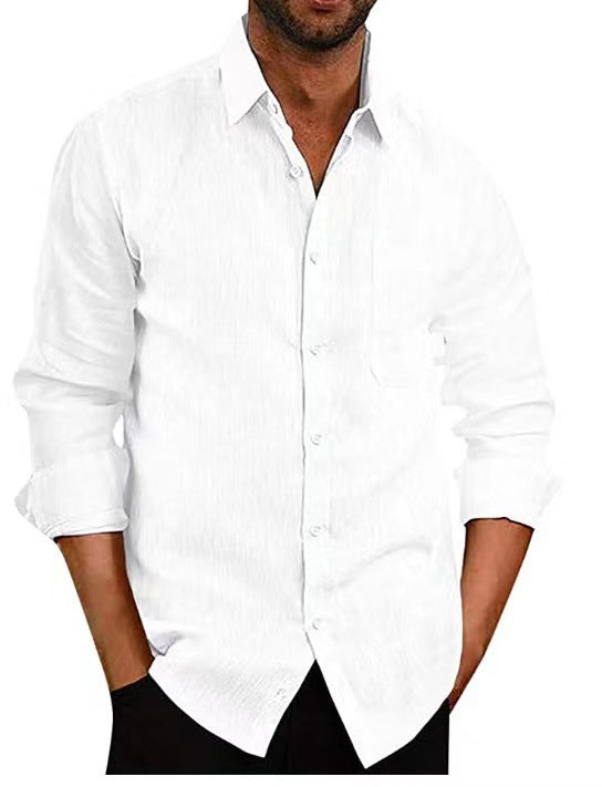 Men's long-sleeve shirt with textured fabric and fashionable button closure Lisslune