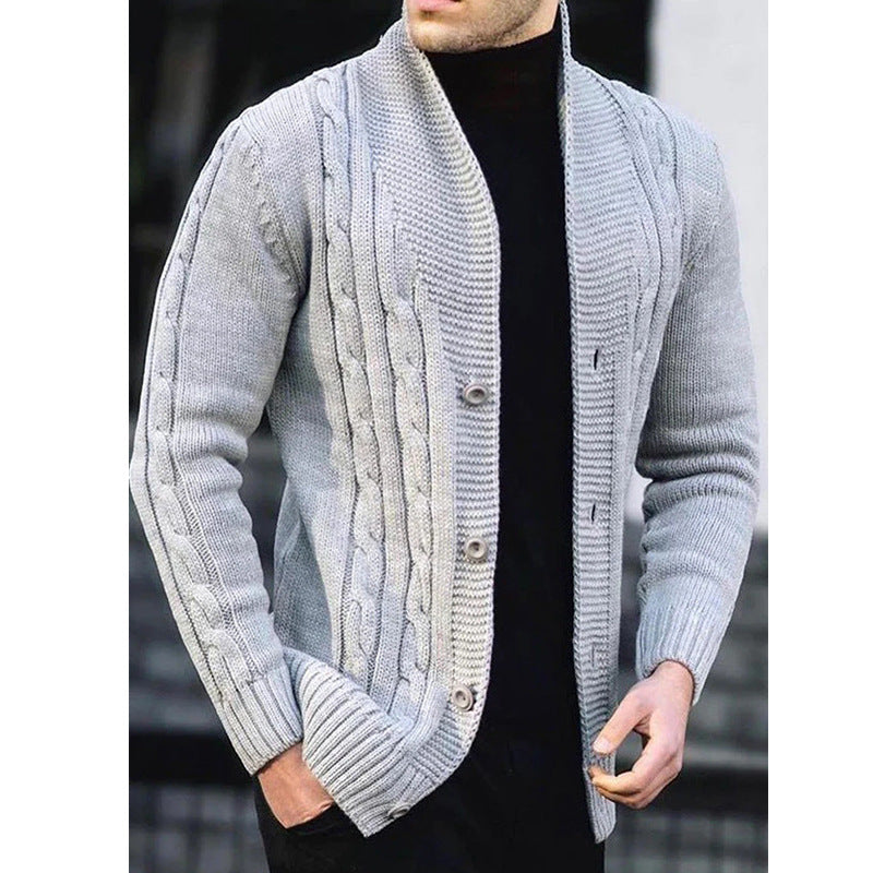Men's cardigan with robust cable pattern and durable button closure Lisslune