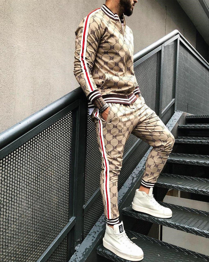 Men's sporty suit with fashionable lettering Lisslune