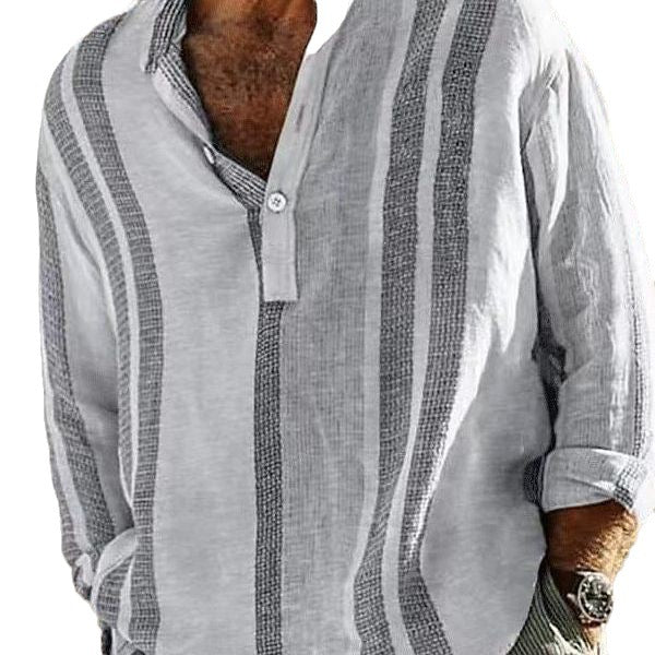 Men's long-sleeve shirt with textured fabric pattern and relaxed fit Lisslune