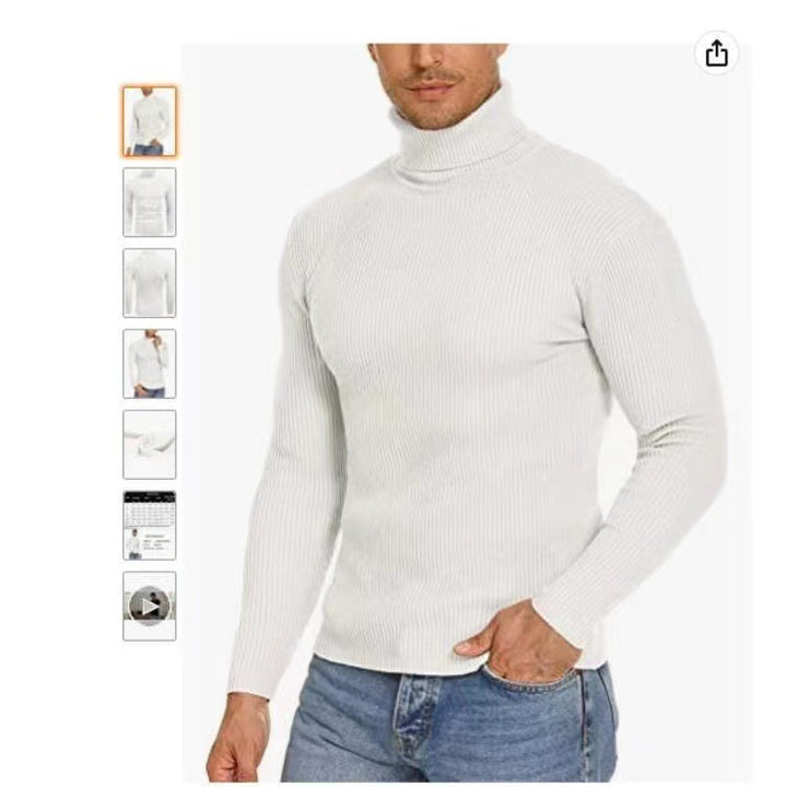 Men's Stand Collar Sweater made of Ribbed Knit Lisslune