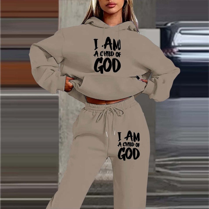 Women's hoodie sweatshirt with urban lettering and comfortable pants Lisslune