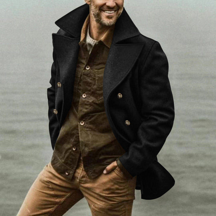 Men's Elegant Wool Peacoat Lisslune