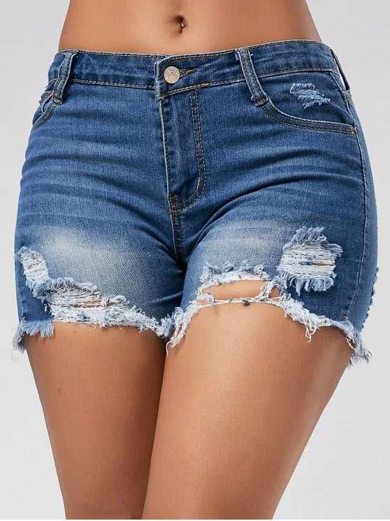 Women Destroyed Denim Shorts Lisslune