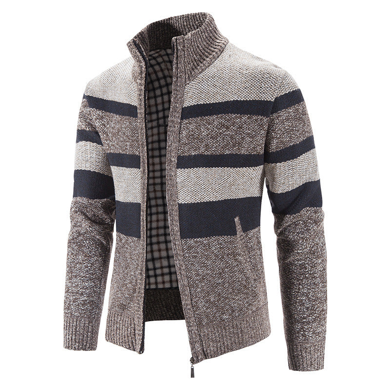 Men's fashionable cardigan with stand-up collar and zipper Lisslune