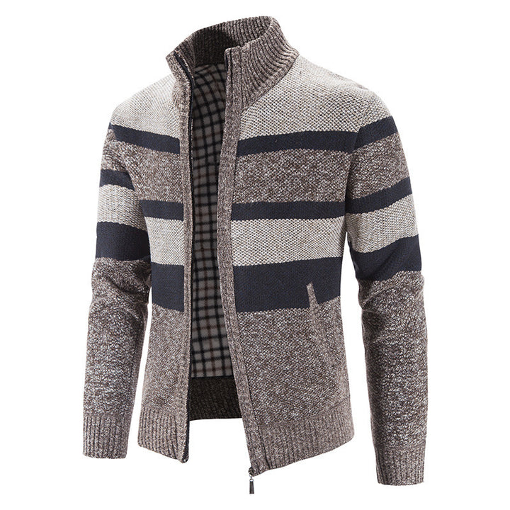Men's fashionable cardigan with stand-up collar and zipper Lisslune