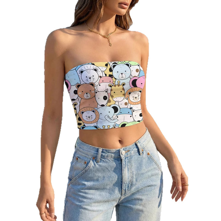 Women's Bandeau Top with Creative Marble Design Lisslune