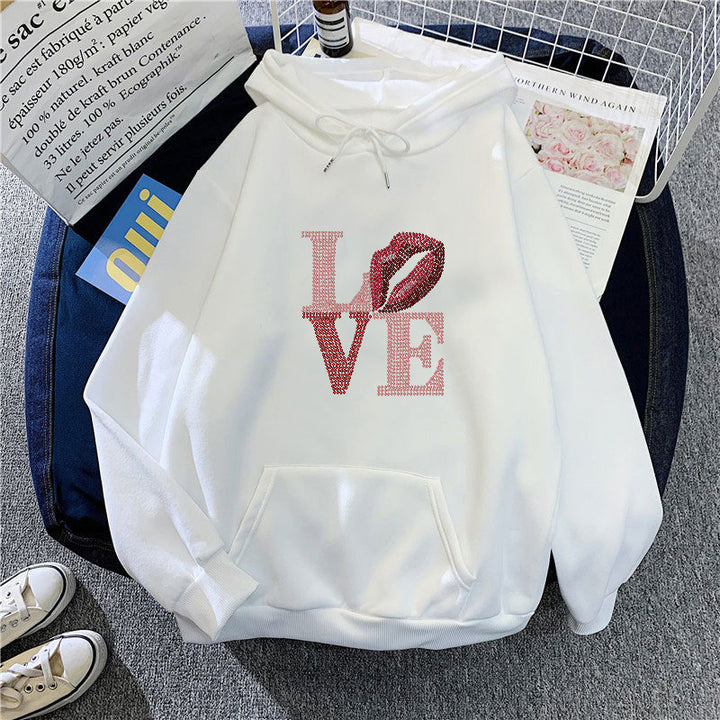 Women's hoodie with creative lip design Lisslune