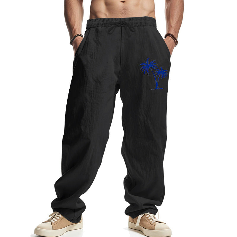 Men's Casual Leisure Pants with Side Logo Print Lisslune