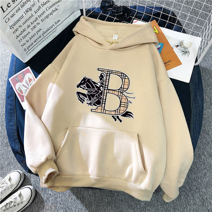 Women's hoodie with a stylish horse motif and luxurious font Lisslune