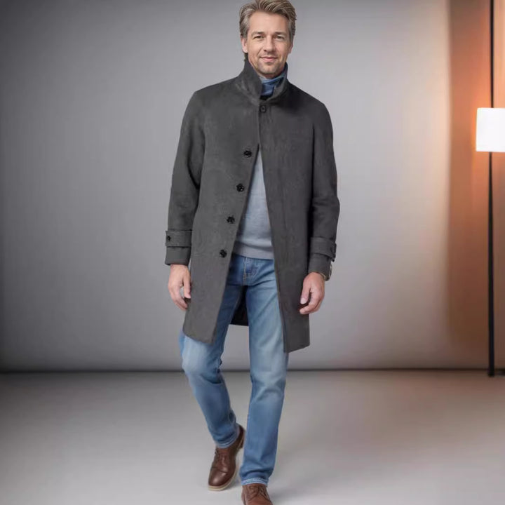 Men's elegant trench coat with waist belt and modern accents Lisslune