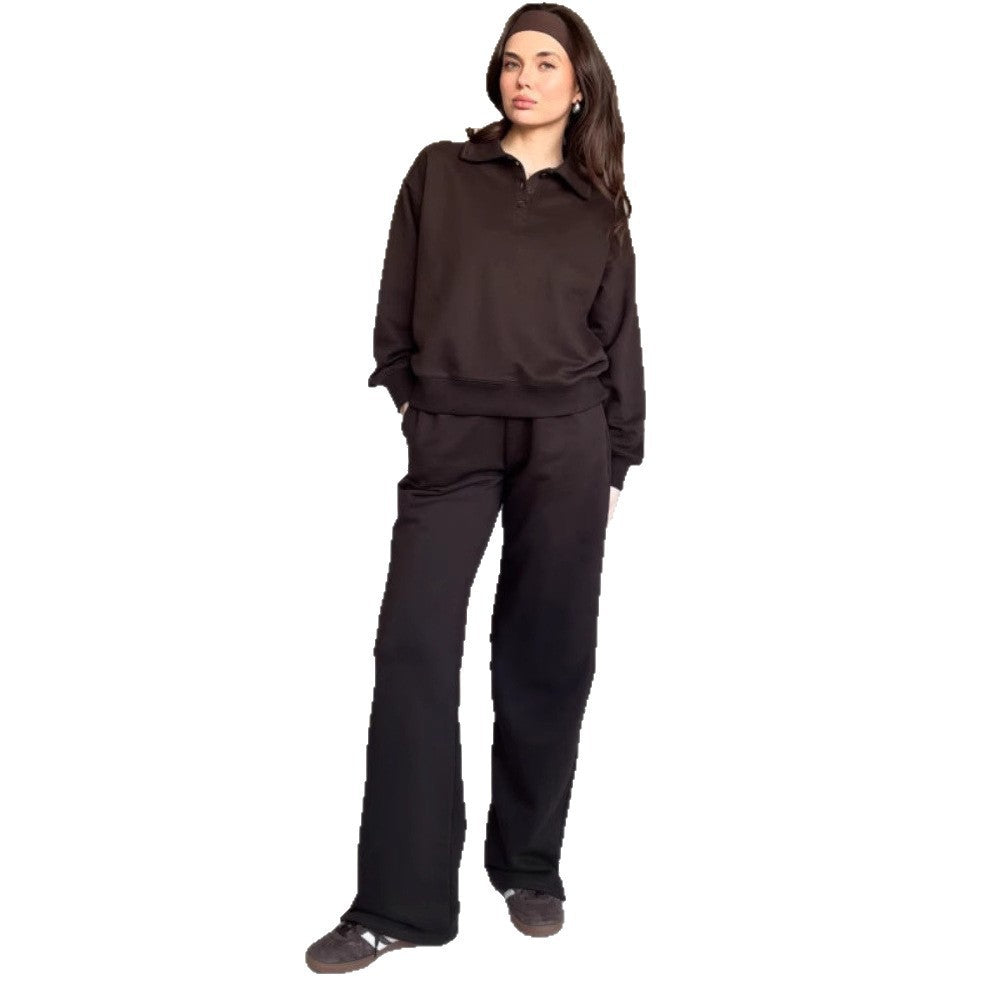 Ladies sporty lounge set with polo collar and wide legs Lisslune