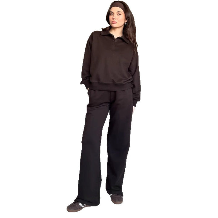 Ladies sporty lounge set with polo collar and wide legs Lisslune