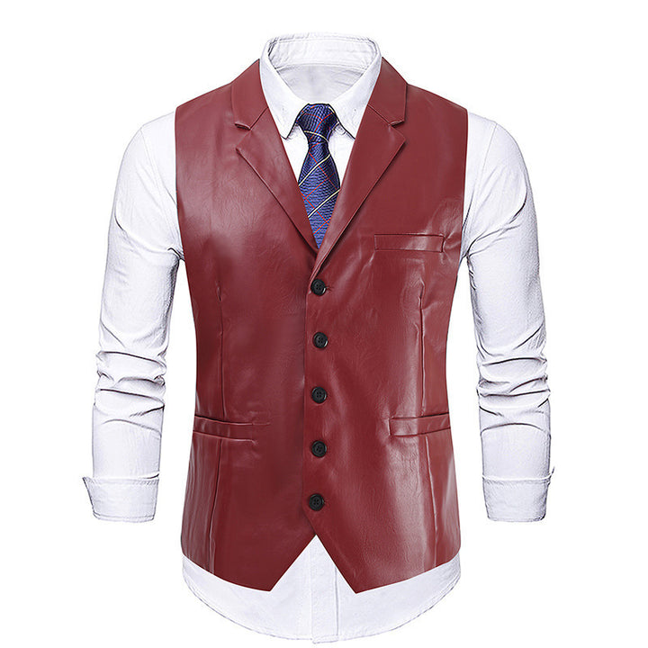 Men's elegant synthetic leather vest Lisslune