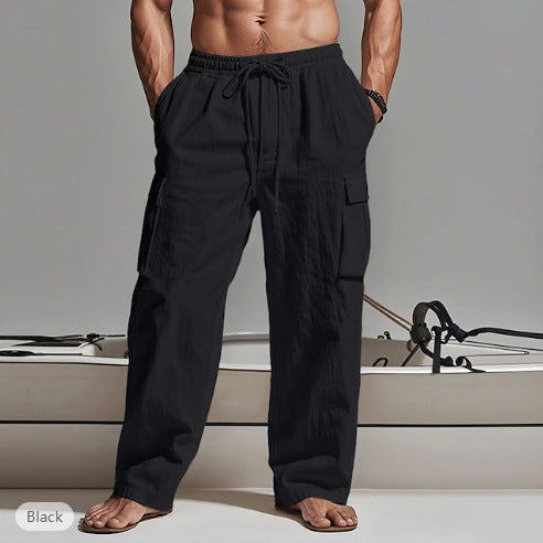 Men's cargo pants with elastic waistband and practical side pockets Lisslune
