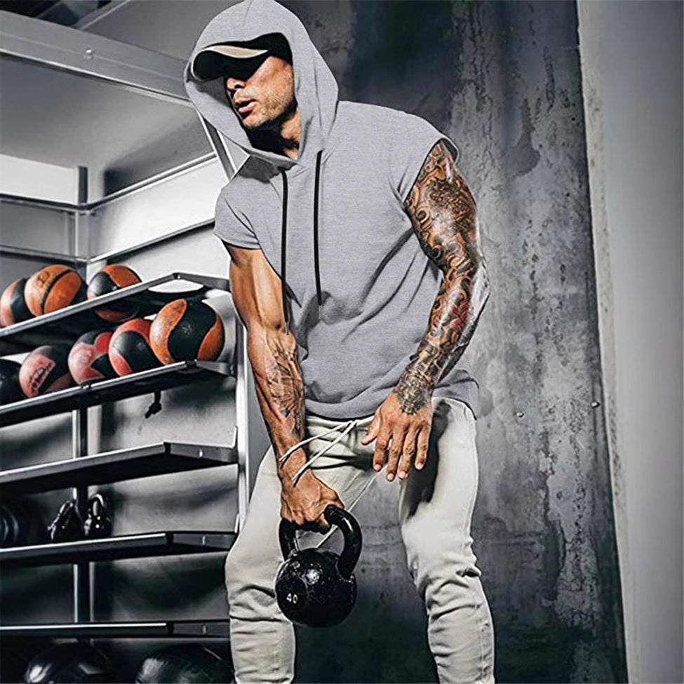 Men's Sporty Muscle Shirt with Hood Lisslune