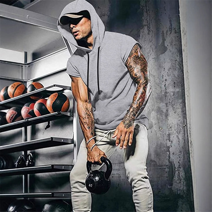 Men's Sporty Muscle Shirt with Hood Lisslune