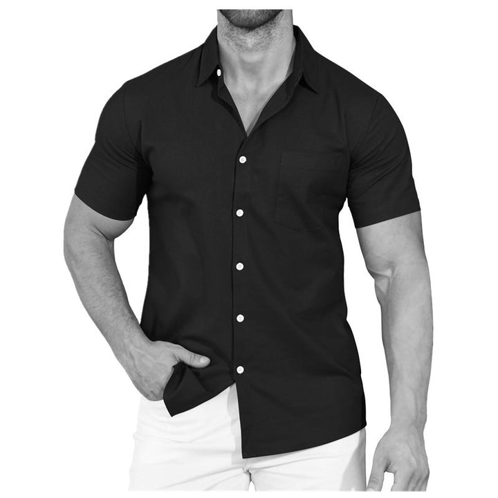 Men's short-sleeve shirt made of high-quality cotton with practical chest pocket Lisslune
