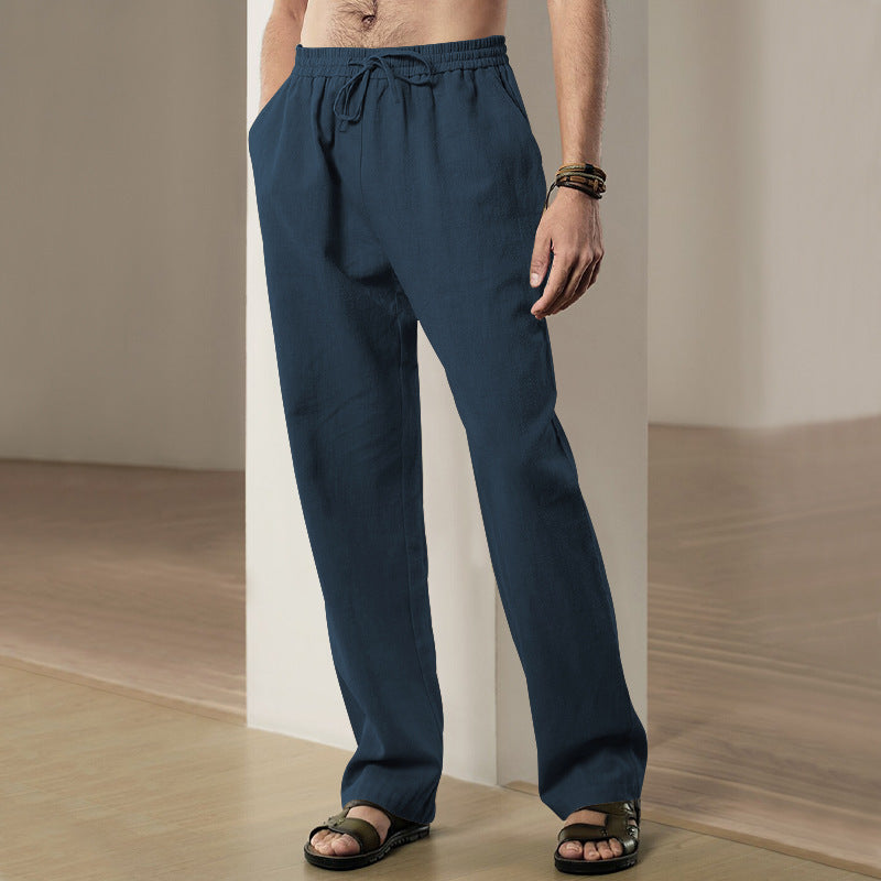 Men's Comfortable Casual Pants with Elastic Waistband and Side Pockets Lisslune
