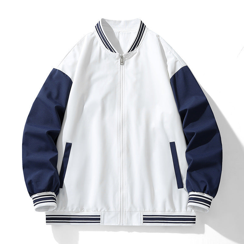 Men's Sporty Bomber Jacket with Contrasting Sleeves and Elastic Waistband Lisslune