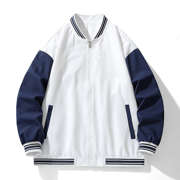 Men's Sporty Bomber Jacket with Contrasting Sleeves and Elastic Waistband Lisslune