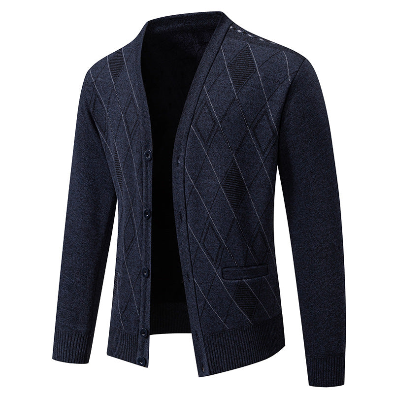 Men's stylish cardigan with V-neck and textured pattern Lisslune
