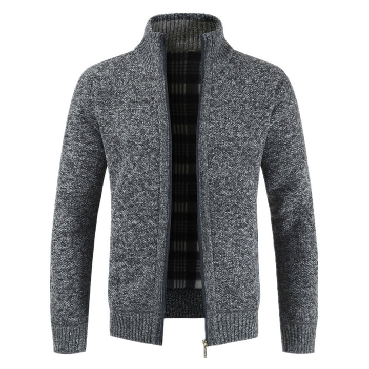 Men's cardigan with high collar and plush inner lining Lisslune