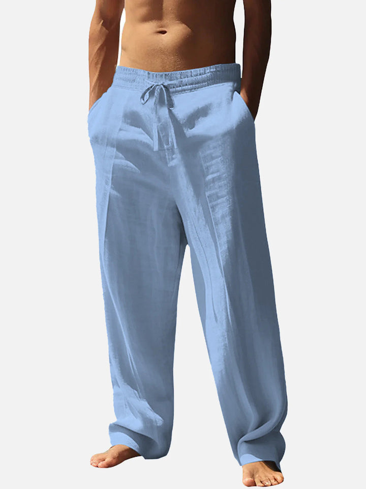 Men's Casual Linen Pants with Elastic Waistband and Side Pockets Lisslune