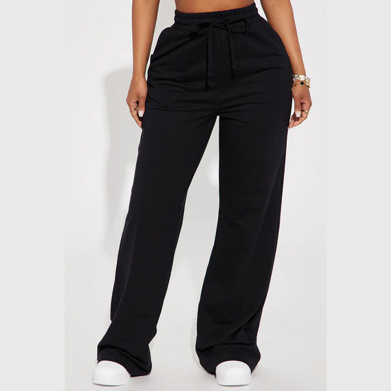 Women's wide sweatpants with elastic waistband and drawstring Lisslune