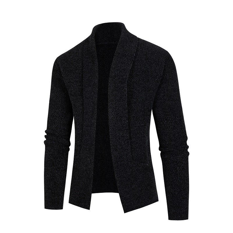 Men's cardigan with modern shawl collar and fine textured pattern Lisslune