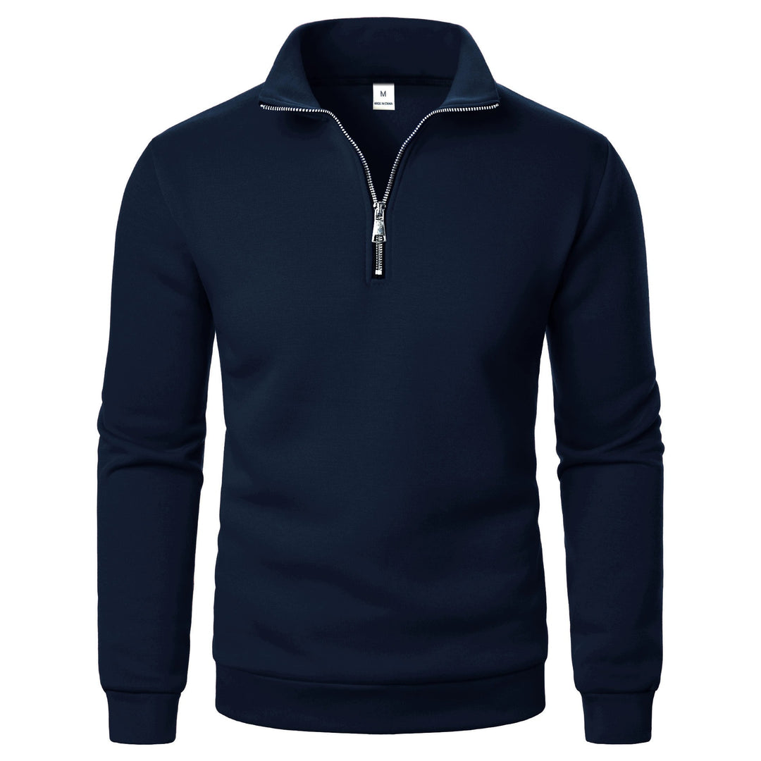 Men's fleece pullover with practical stand-up collar and zipper Lisslune