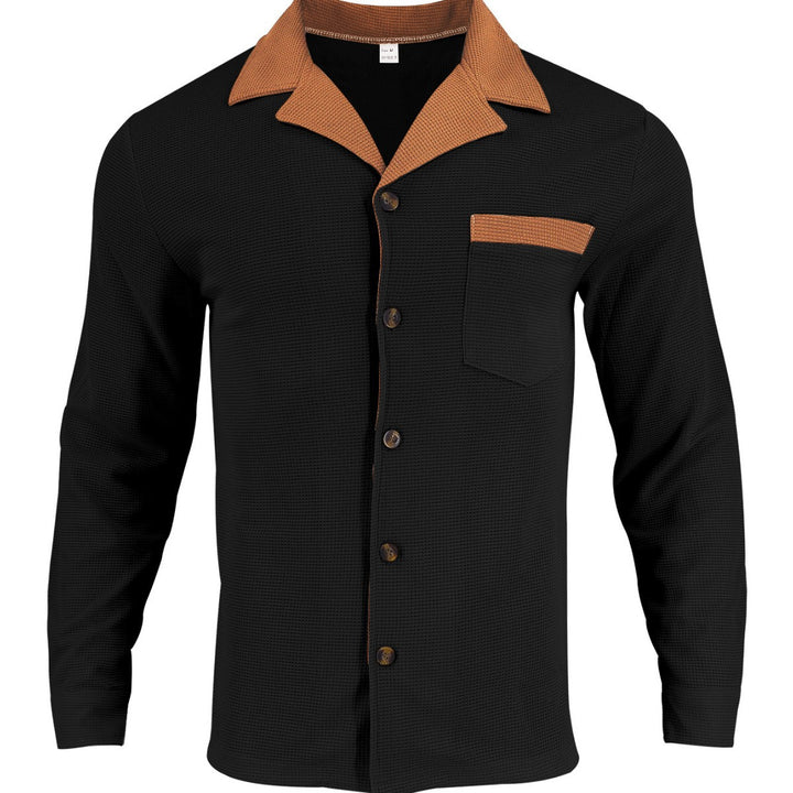 Men's luxury shirt in textured design with contrasting collar and practical breast pocket Lisslune