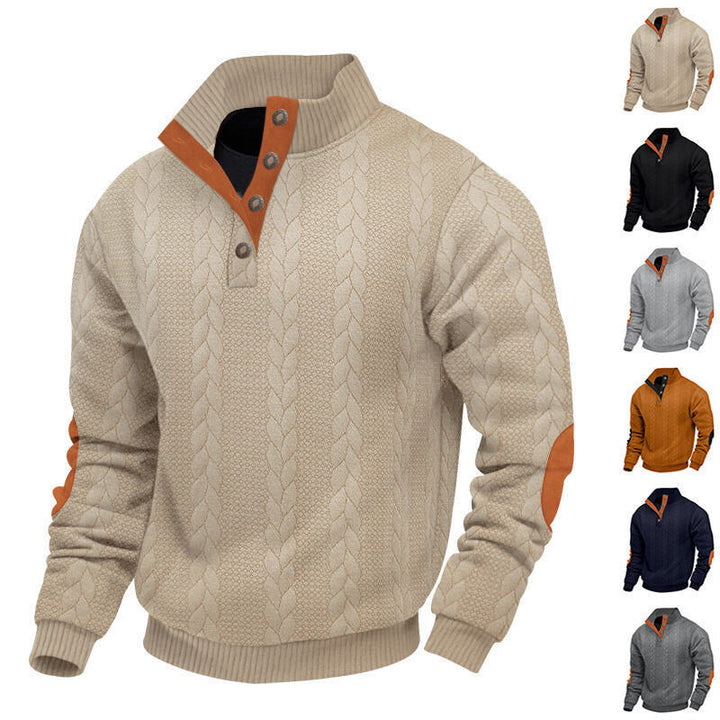 Men's knit sweater with high collar and textured surface Lisslune