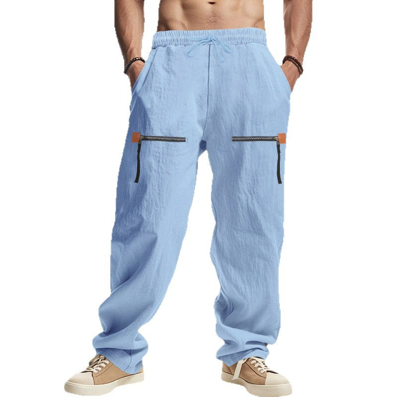 Men's urban-style leisure pants with pockets and elastic waistband Lisslune