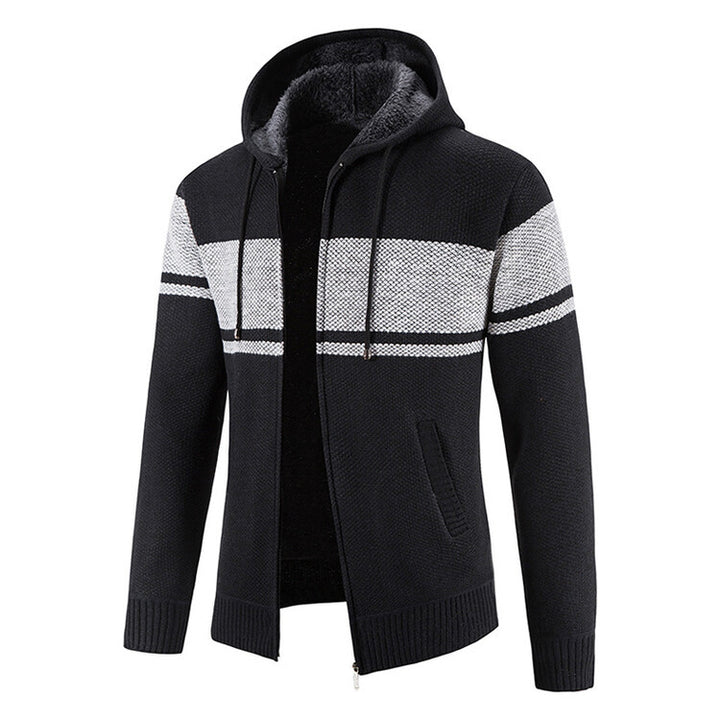 Men's cardigan with hood and contrasting stripe pattern Lisslune