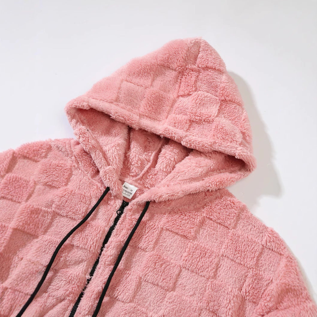 Men's fleece jacket with textured design and practical zipper Lisslune