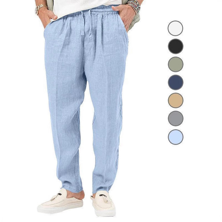 Men's Loose Linen Pants with Elastic Waistband Lisslune