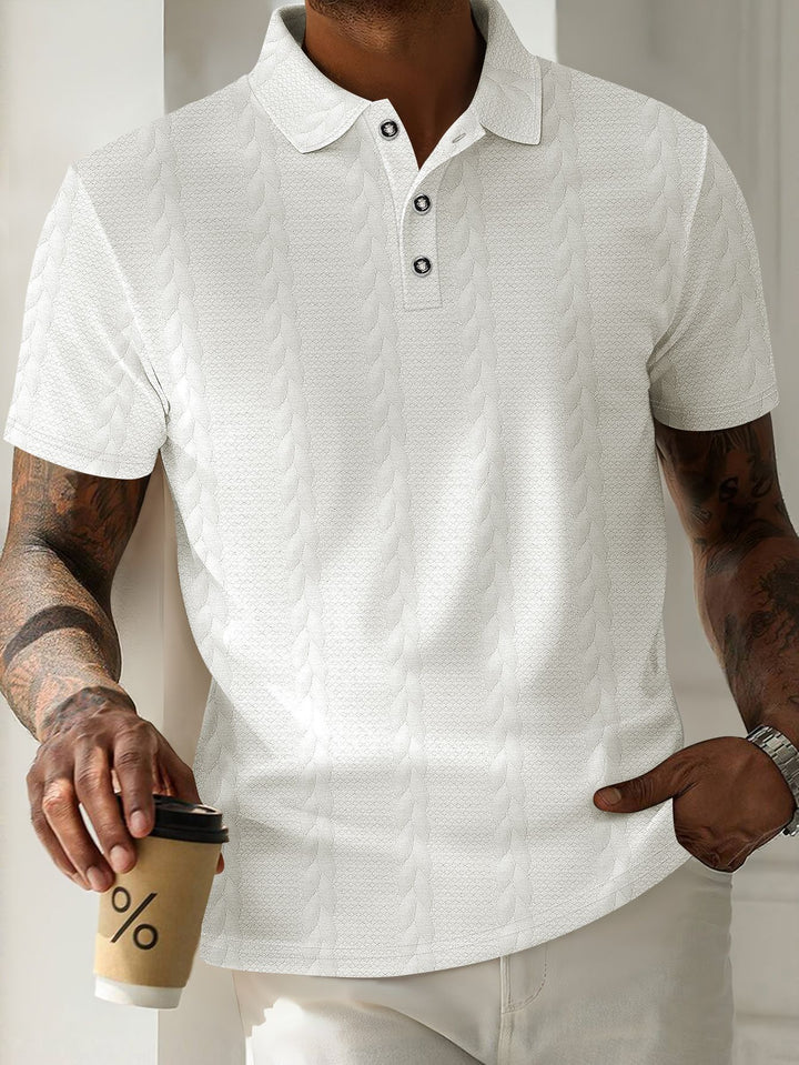 Men's Sporty Polo Shirt with Textured Pattern Lisslune