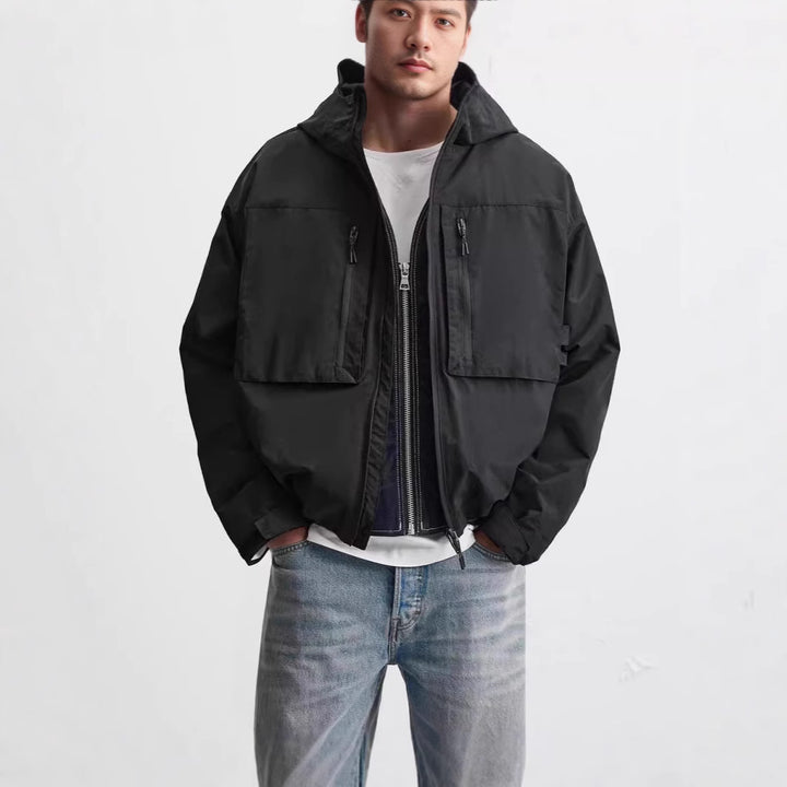 Men's Casual Utility Jacket with Wind Protection and Practical Zipper Lisslune