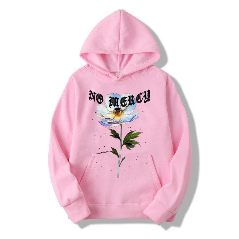 Women's hoodie with floral print and prominent lettering Lisslune