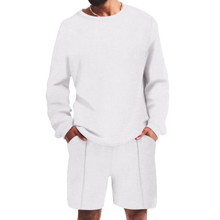 Men's casual leisure set with textured top and comfortable shorts Lisslune