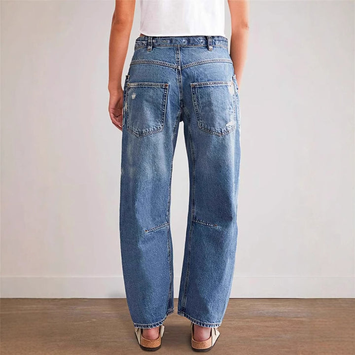 Women's wide-cut jeans with creative pockets and destroyed details Lisslune