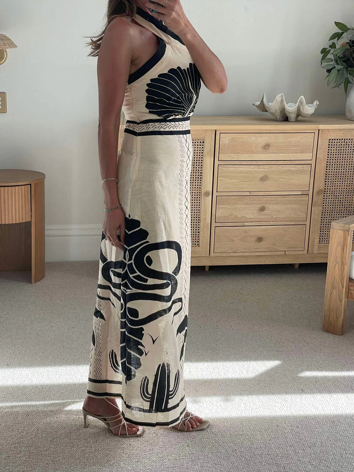 Ladies summer wrap dress with appealing plant motif Lune London